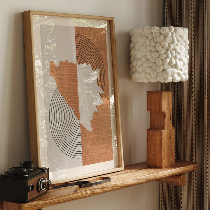 Bosnia and Herzegovina Map Wall Art Print | Boho Mid Century
