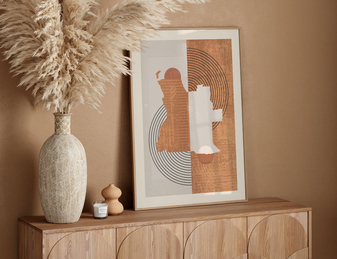 Boho Angola Map | Mid Century Angola Wall Art Print