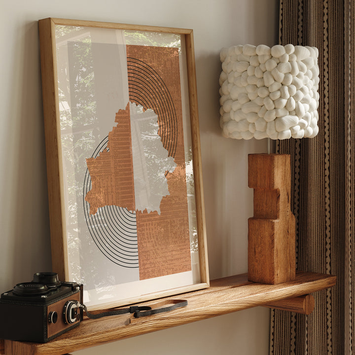 Boho Belarus Map | Mid Century Belarus Wall Art Print