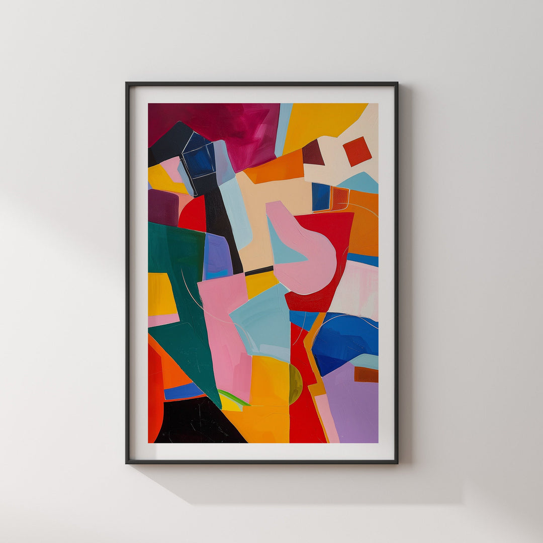 Geometric Symphony Abstract Painting Wall Art Print | Modern Abstract Shapes Colourful Wall Art