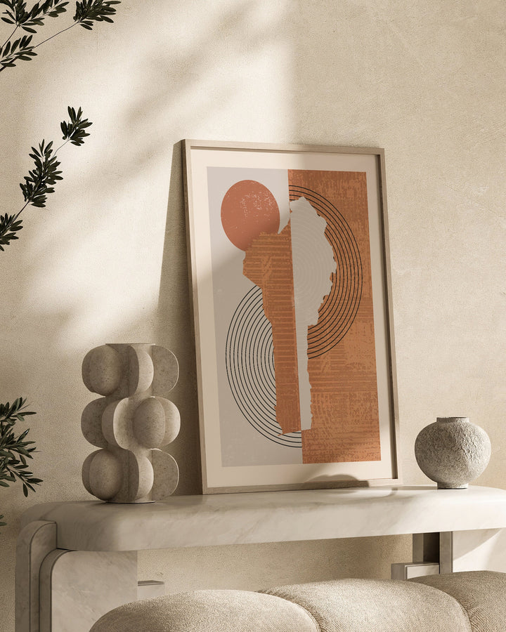 Benin Map Wall Art Print | Boho Mid Century