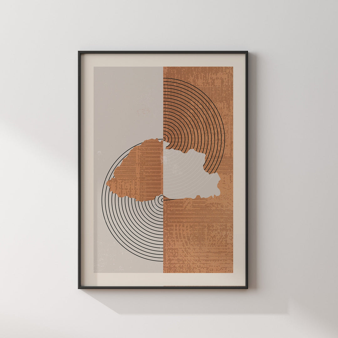 Bhutan Map Wall Art Print | Boho Mid Century