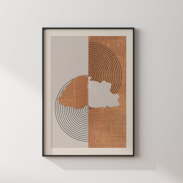 Bhutan Map Wall Art Print | Boho Mid Century
