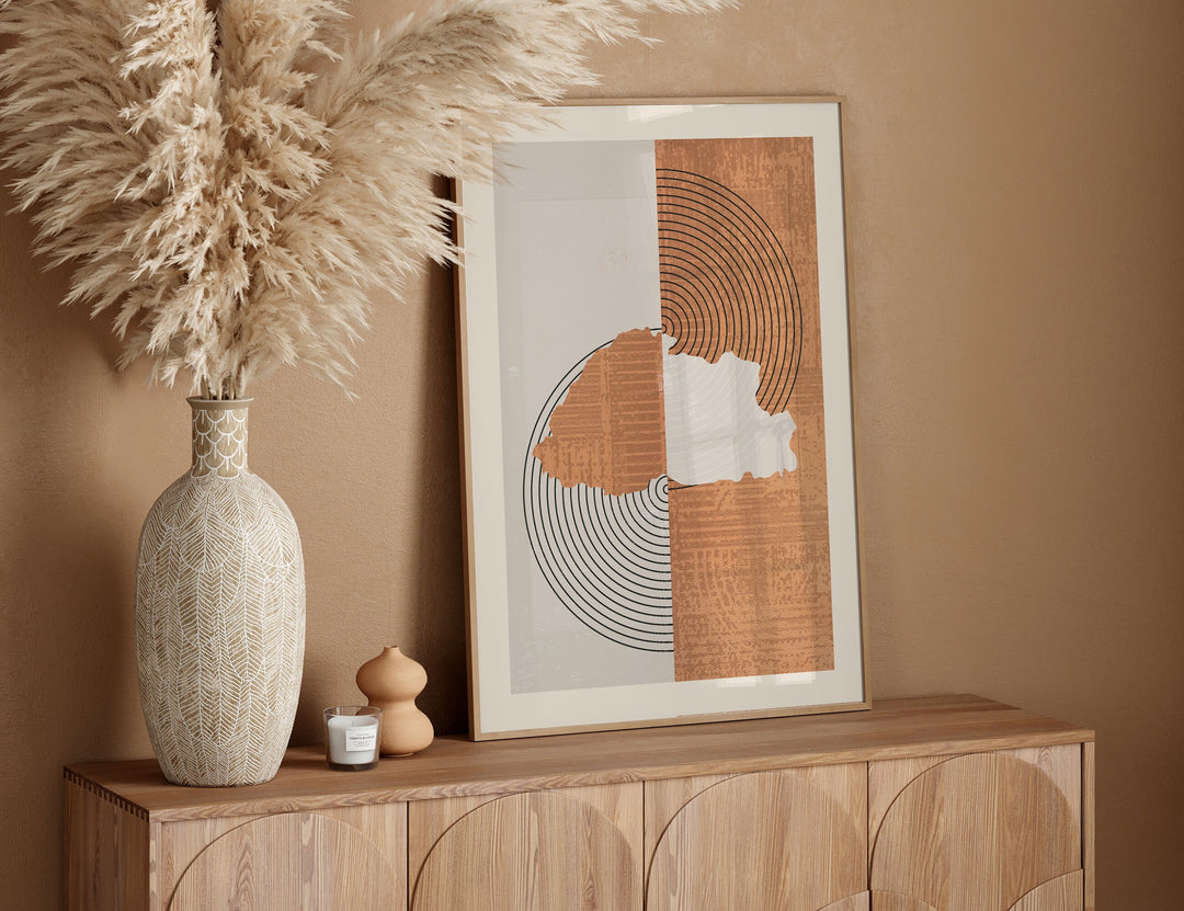Bhutan Map Wall Art Print | Boho Mid Century