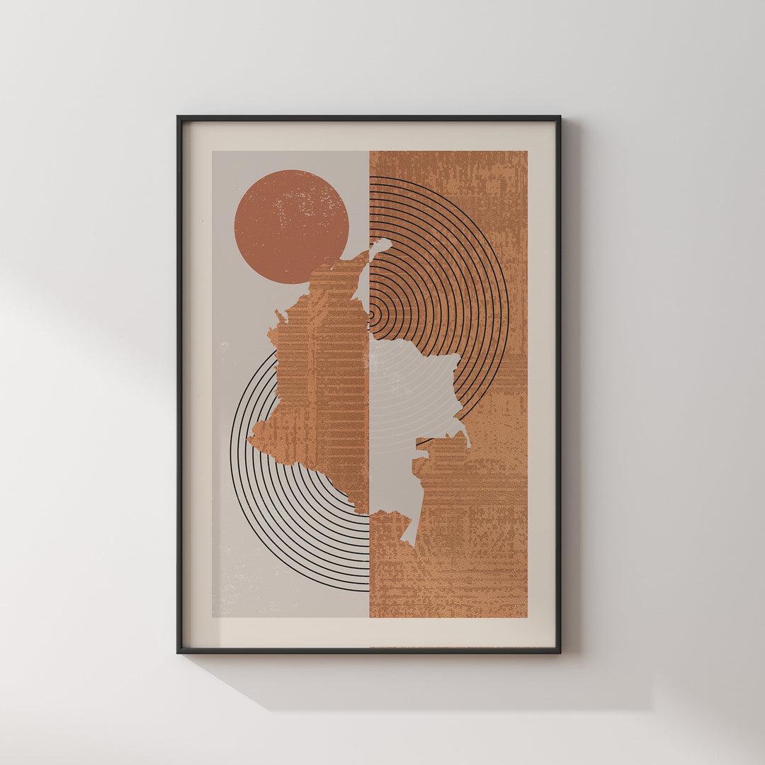 Colombia Map Wall Art Print | Boho Mid Century