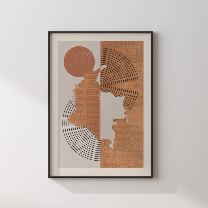 Colombia Map Wall Art Print | Boho Mid Century