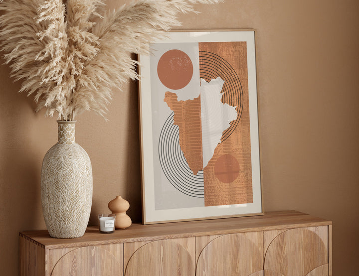 Burundi Map Wall Art Print | Boho Mid Century