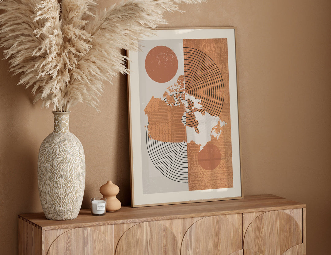 Canada Map Wall Art Print | Boho Mid Century