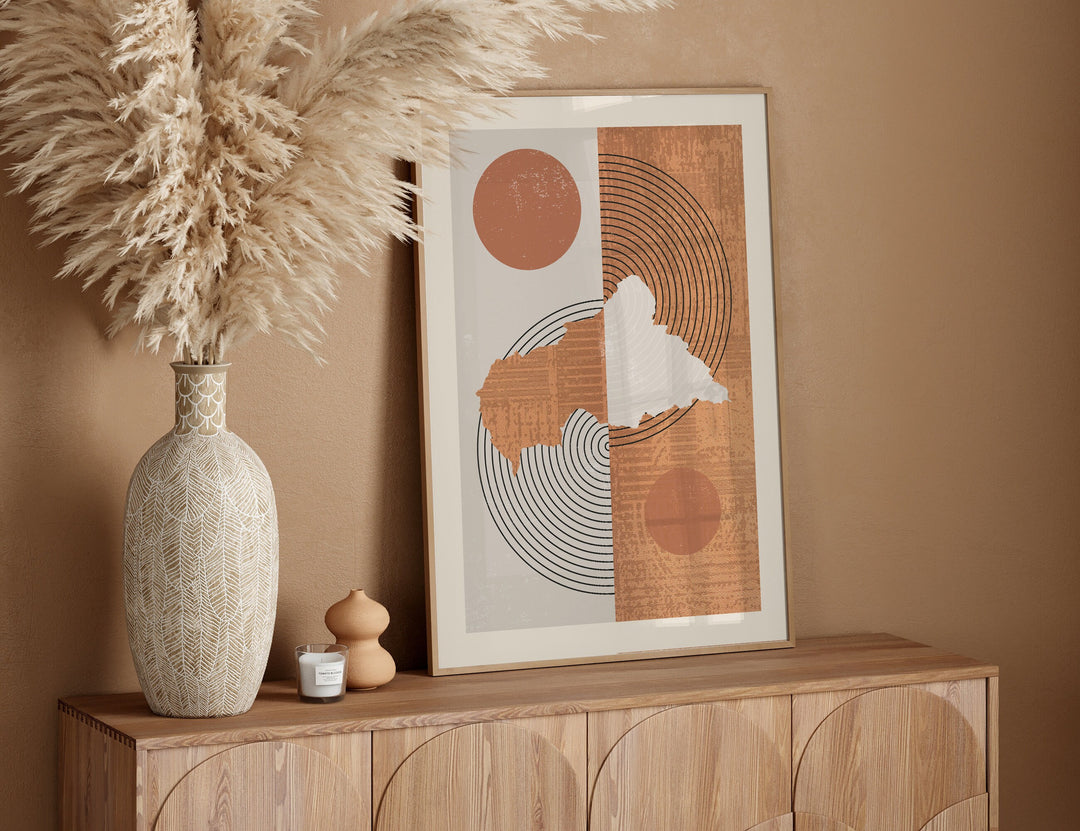 Central African Republic Map Wall Art Print | Boho Mid Century