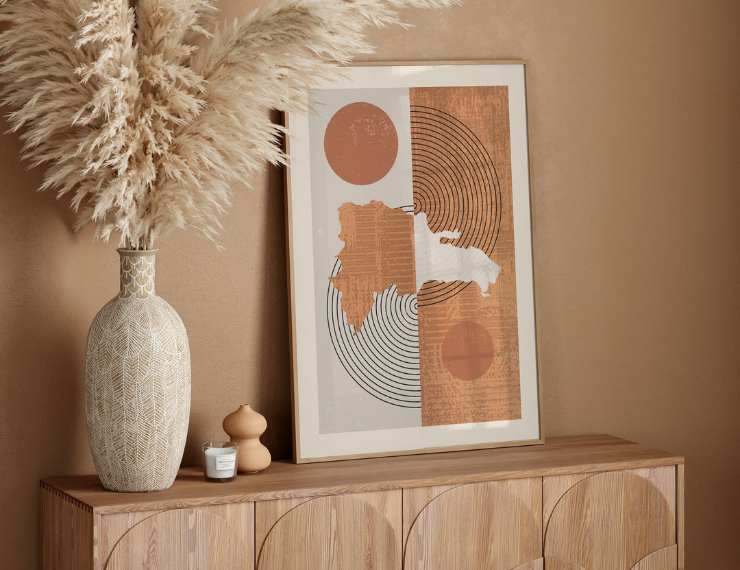 Dominican Republic Map | Boho Mid Century Bangladesh Wall Art Print