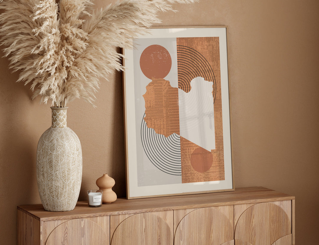 Libya Map Wall Art Print | Boho Mid Century