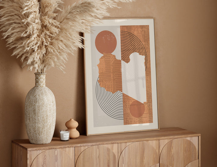 Libya Map Wall Art Print | Boho Mid Century