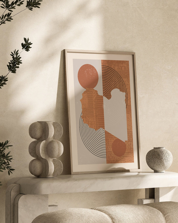 Libya Map Wall Art Print | Boho Mid Century