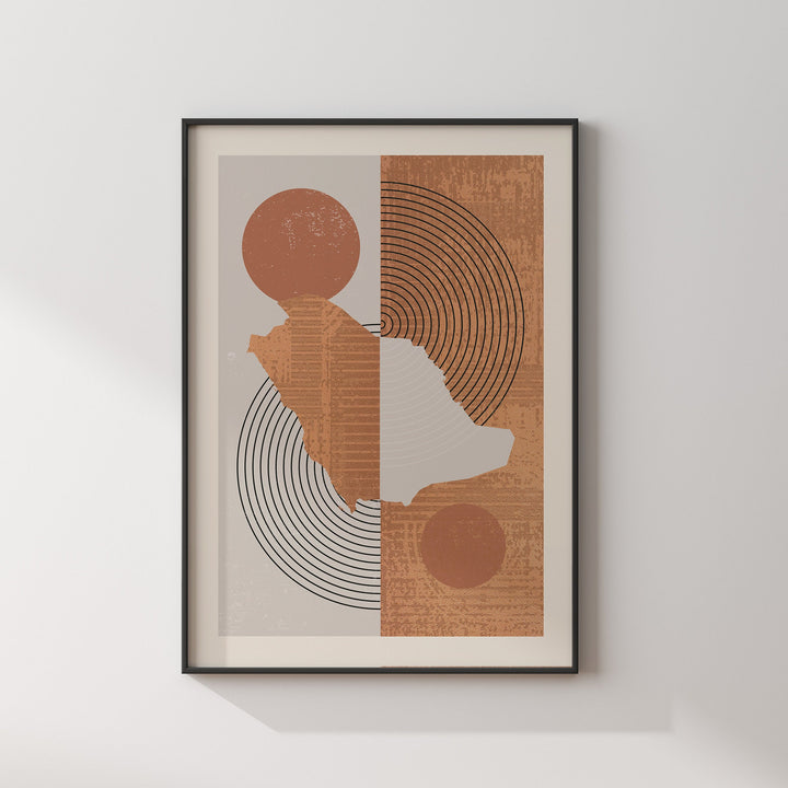 Saudi Arabia Map Wall Art Print | Boho Mid Century