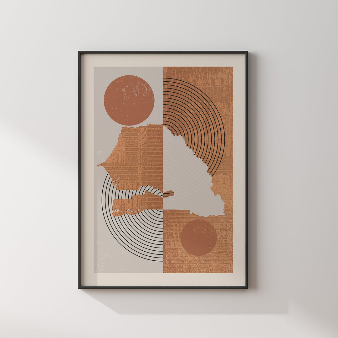 Senegal Map Wall Art Print | Boho Mid Century