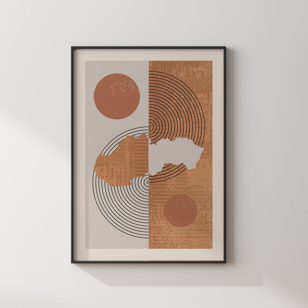 Slovakia Map Wall Art Print | Boho Mid Century