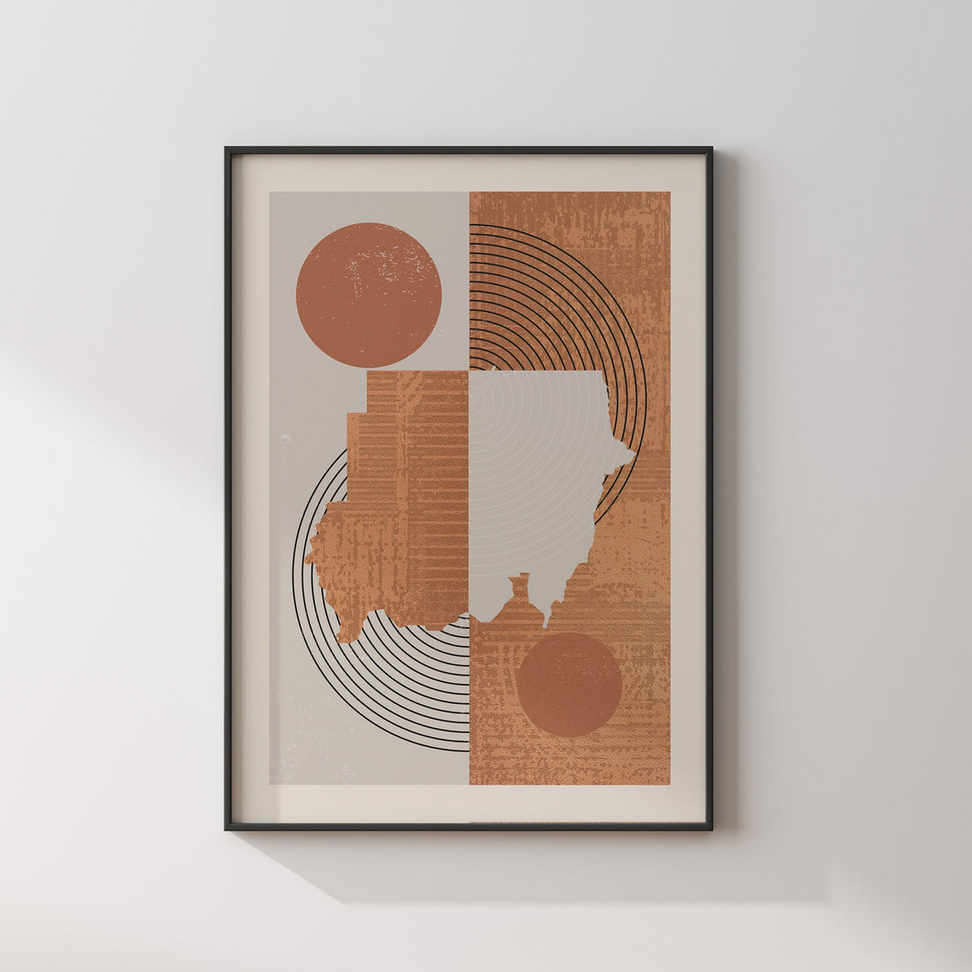 Sudan Map Wall Art Print | Boho Mid Century |