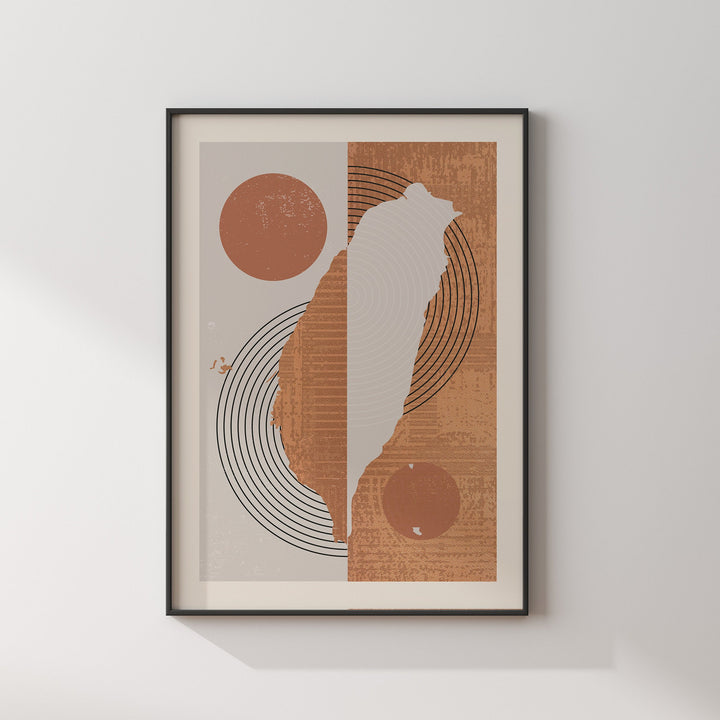 Taiwan Map Wall Art Print | Boho Mid Century |