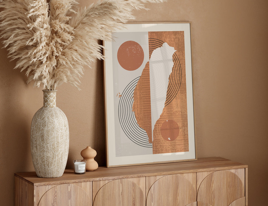 Taiwan Map Wall Art Print | Boho Mid Century |
