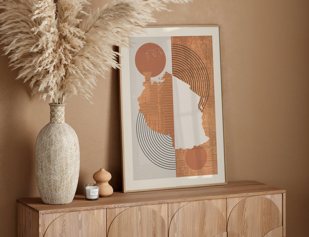 Tanzania Map Wall Art Print | Boho Mid Century |