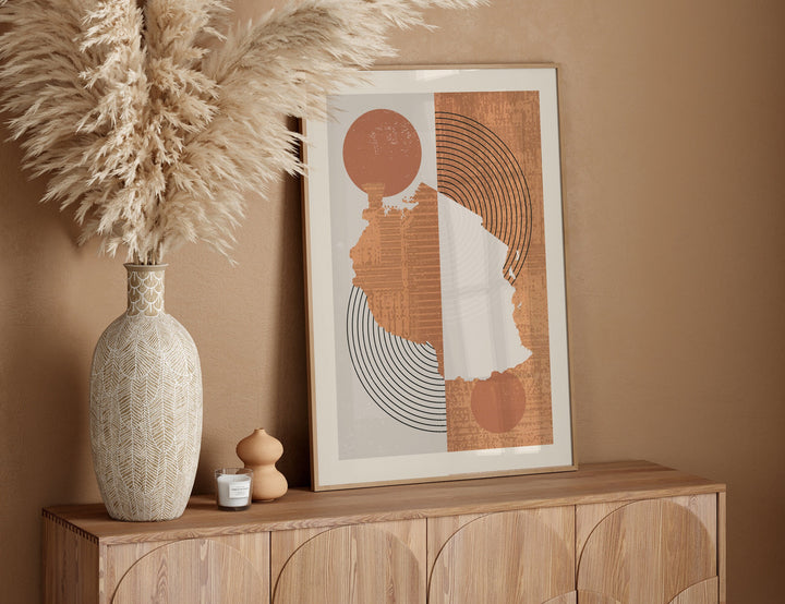 Tanzania Map Wall Art Print | Boho Mid Century |
