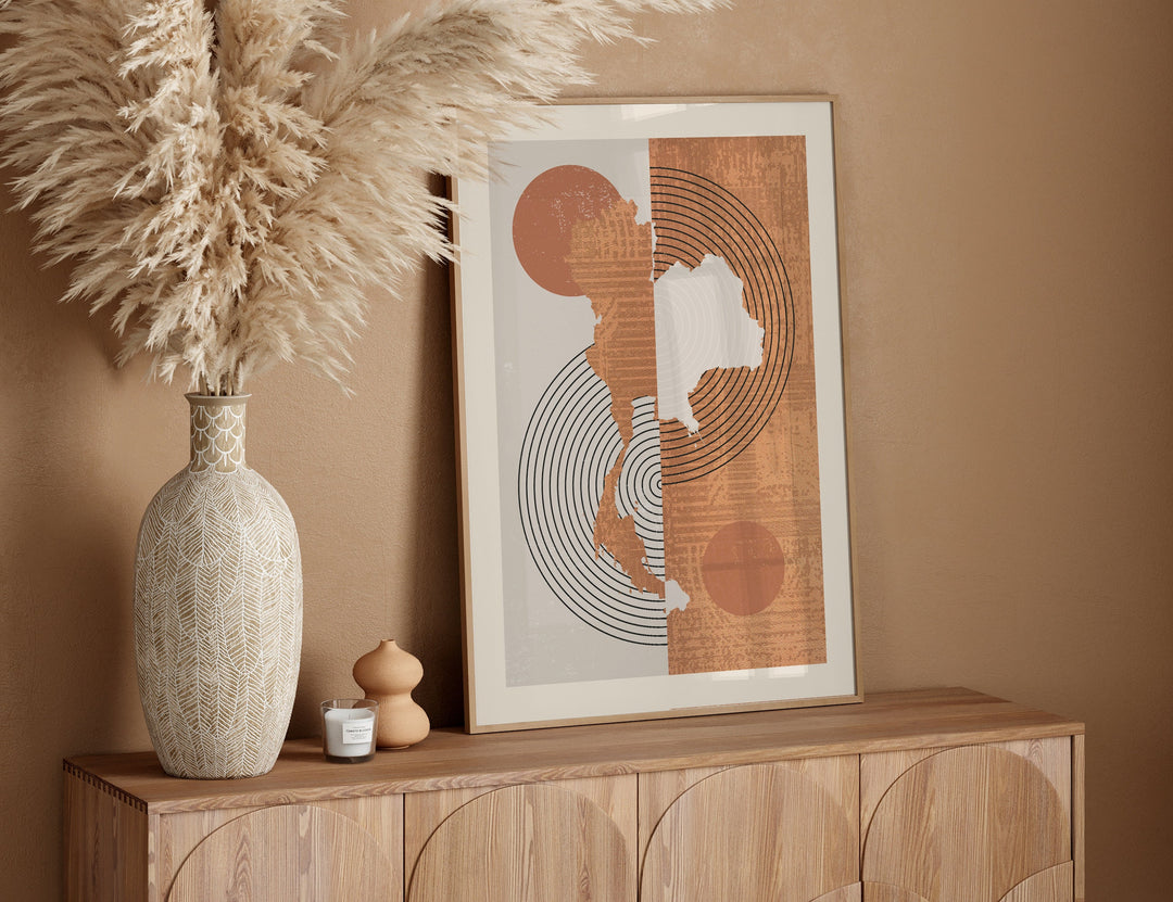 Thailand Map Wall Art Print | Boho Mid Century |