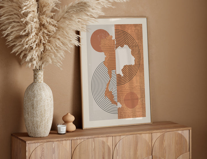 Thailand Map Wall Art Print | Boho Mid Century |