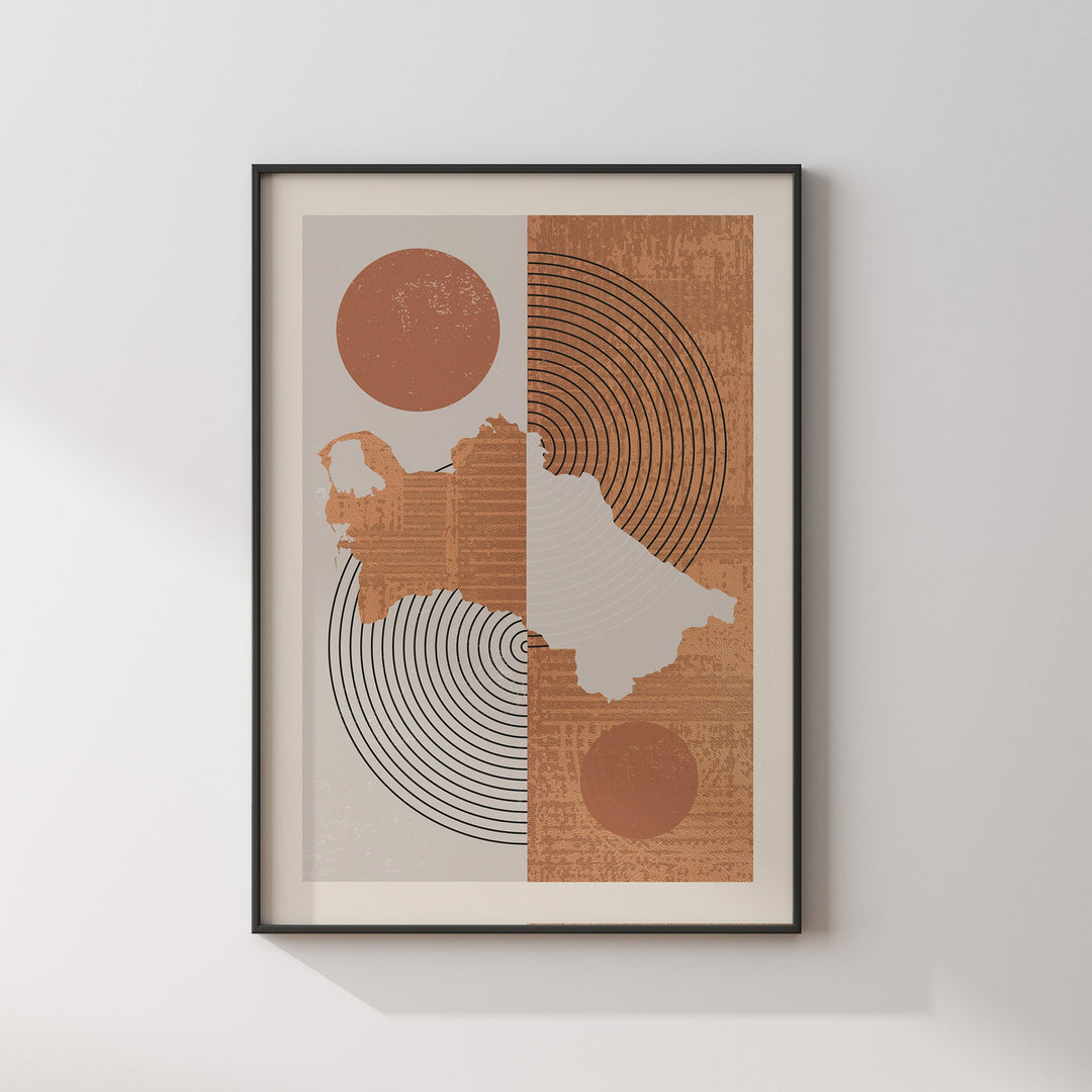 Turkmenistan Map Wall Art Print | Boho Mid Century