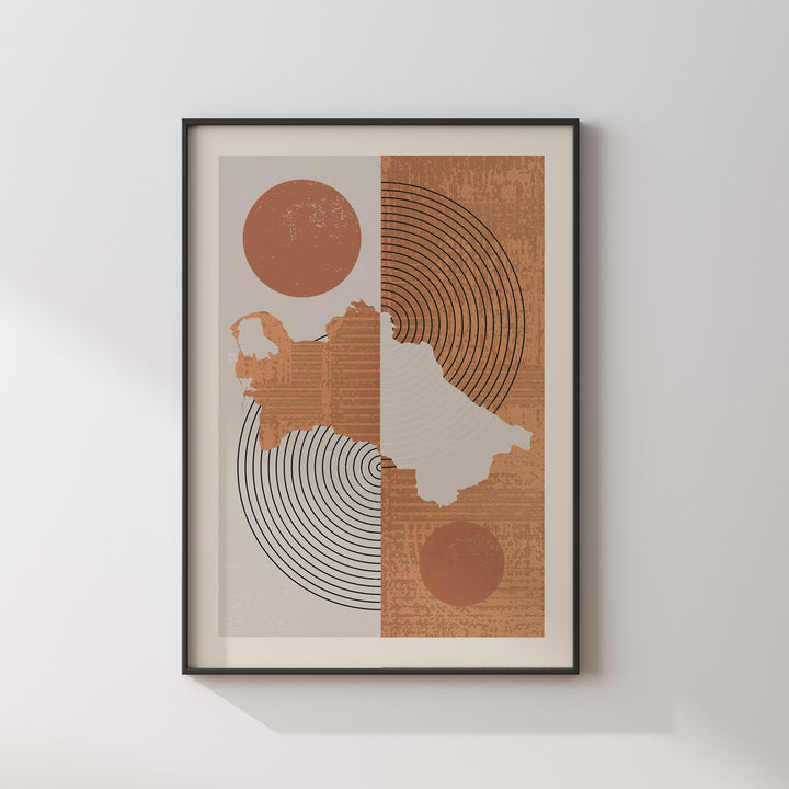 Turkmenistan Map Wall Art Print | Boho Mid Century