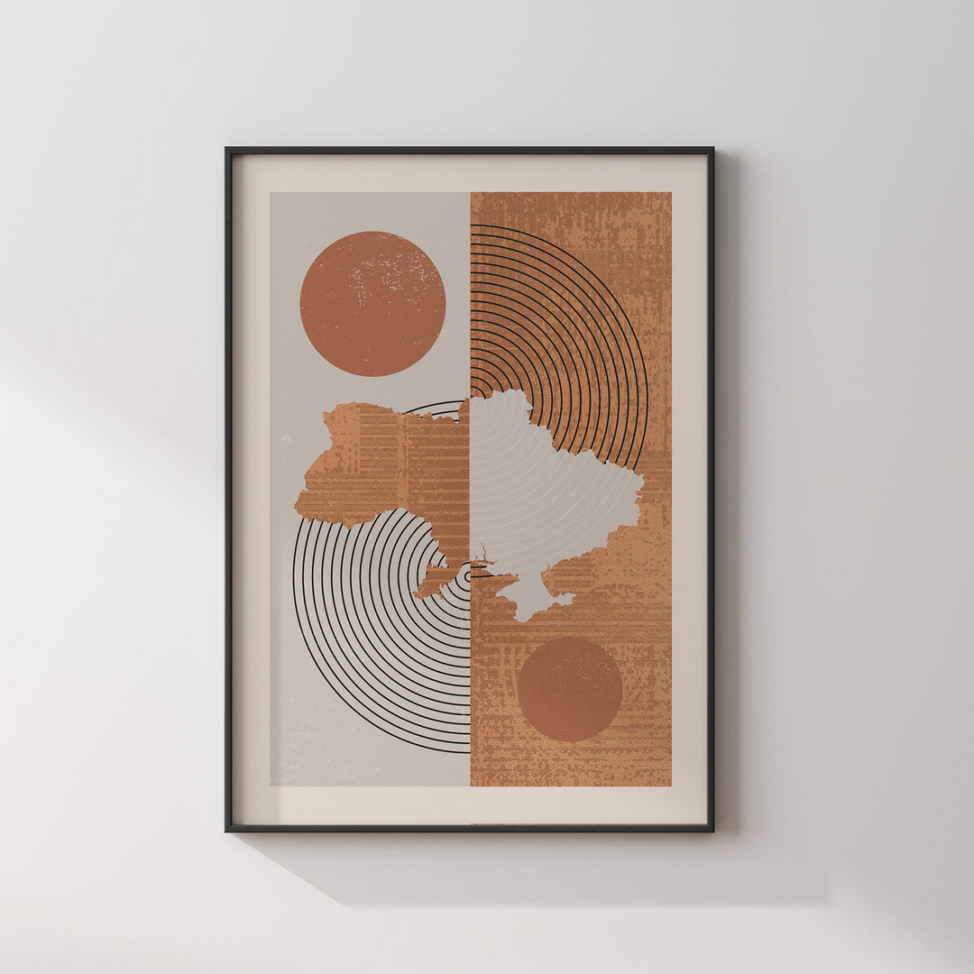 Ukraine Map Wall Art Print | Boho Mid Century