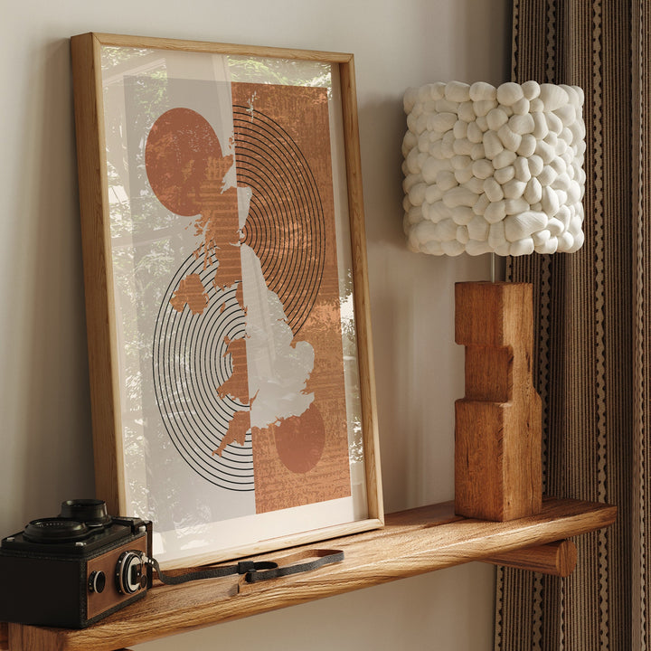 United Kingdom Map Wall Art Print | Boho Mid Century | UK