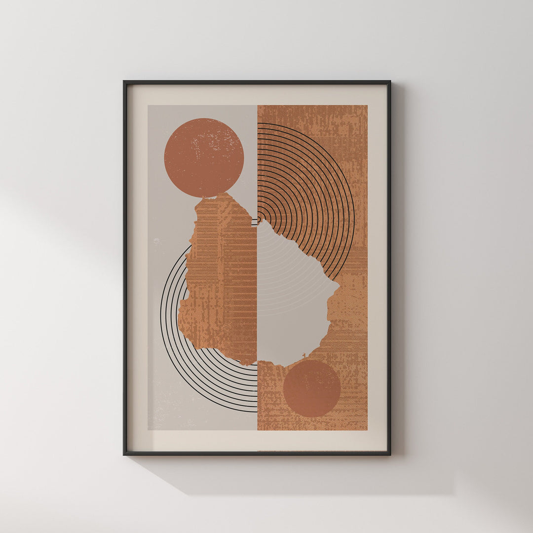 Uruguay Map Wall Art Print | Boho Mid Century