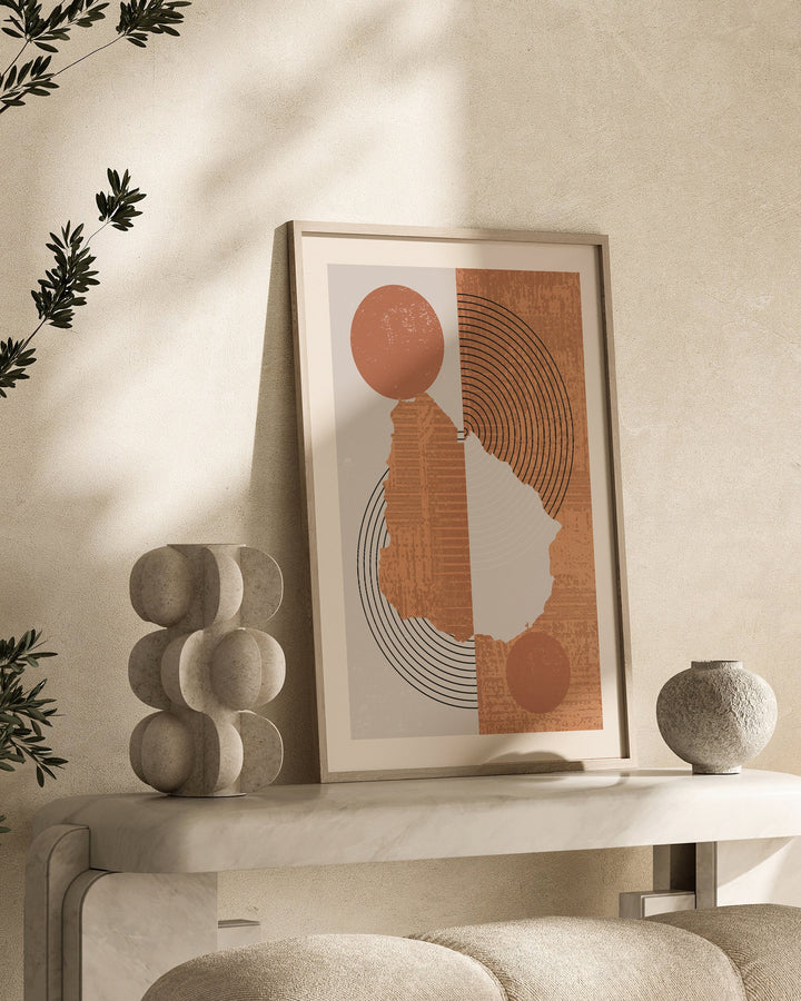 Uruguay Map Wall Art Print | Boho Mid Century