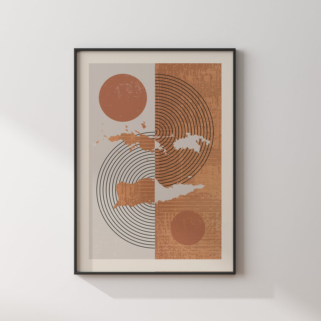 US Virgin Islands Map Wall Art Print | Boho Mid Century