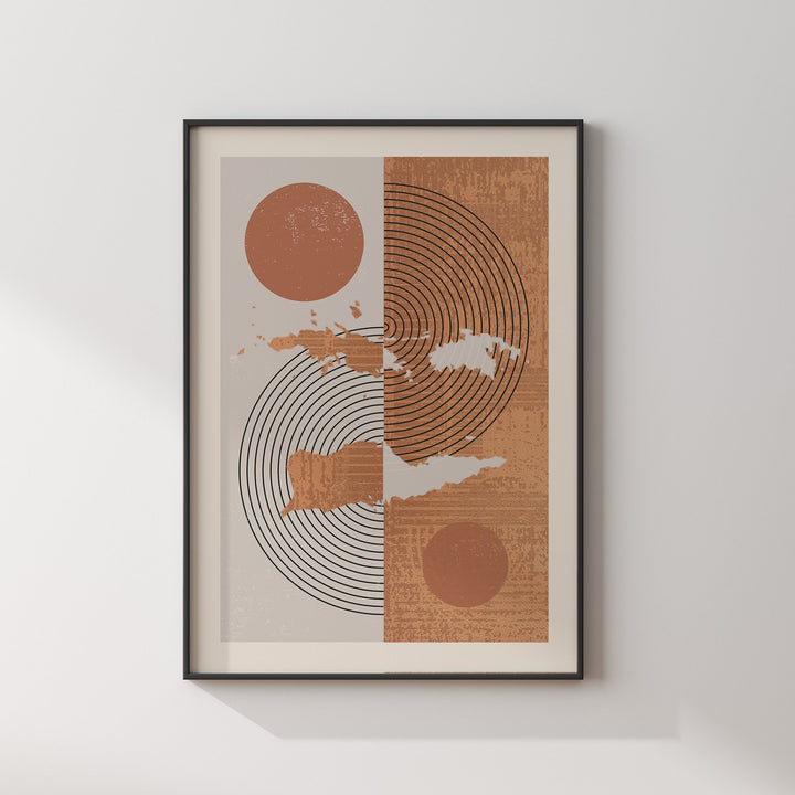 US Virgin Islands Map Wall Art Print | Boho Mid Century