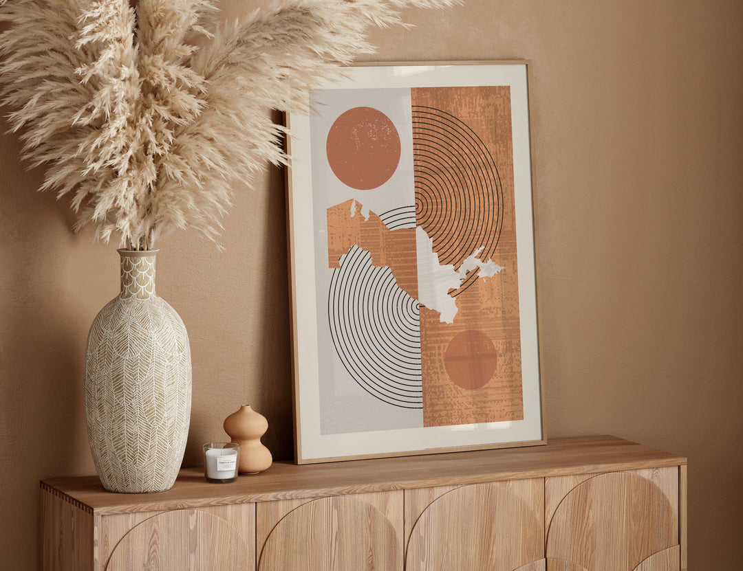 Uzbekistan Map Wall Art Print | Boho Mid Century