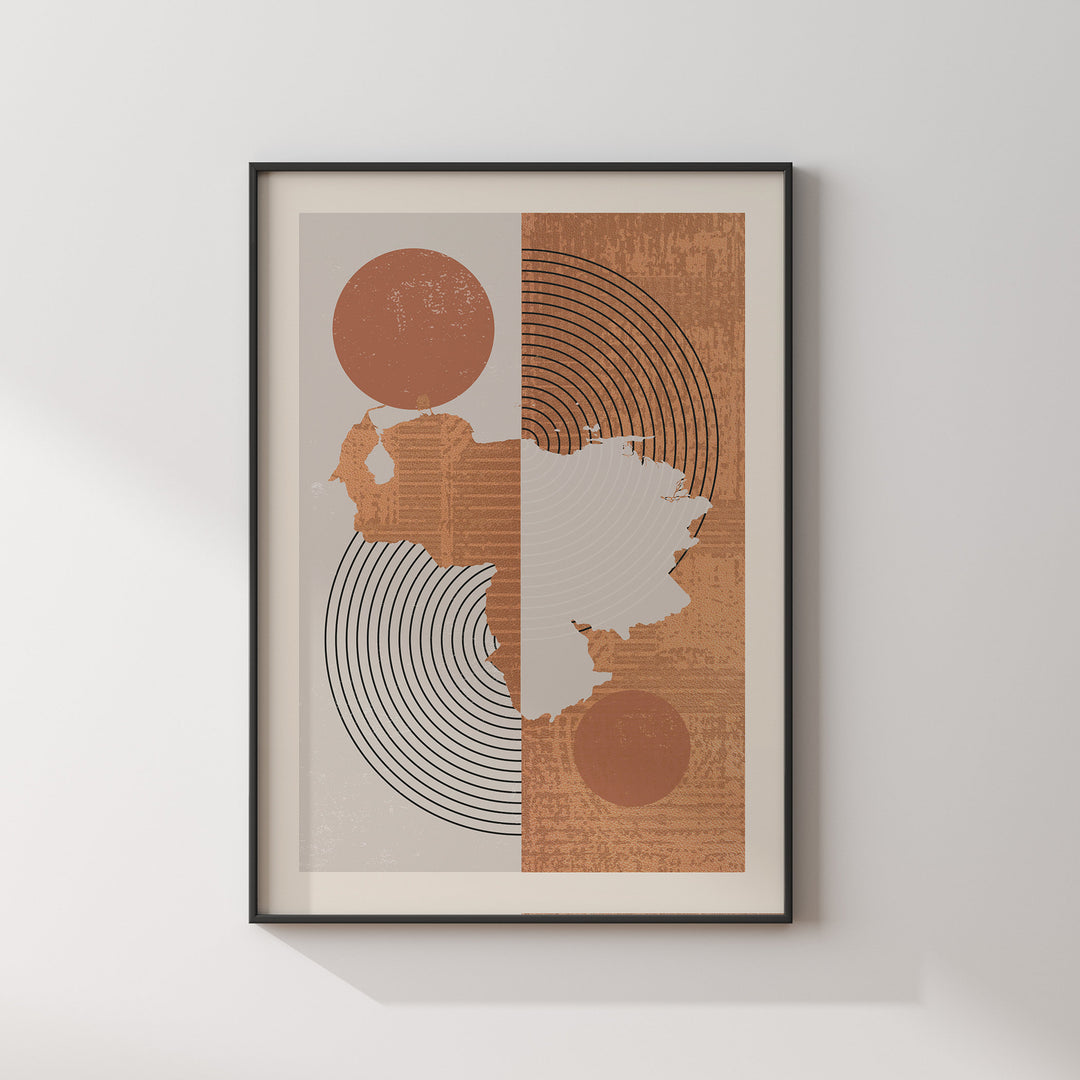 Venezuela Map Wall Art Print | Boho Mid Century