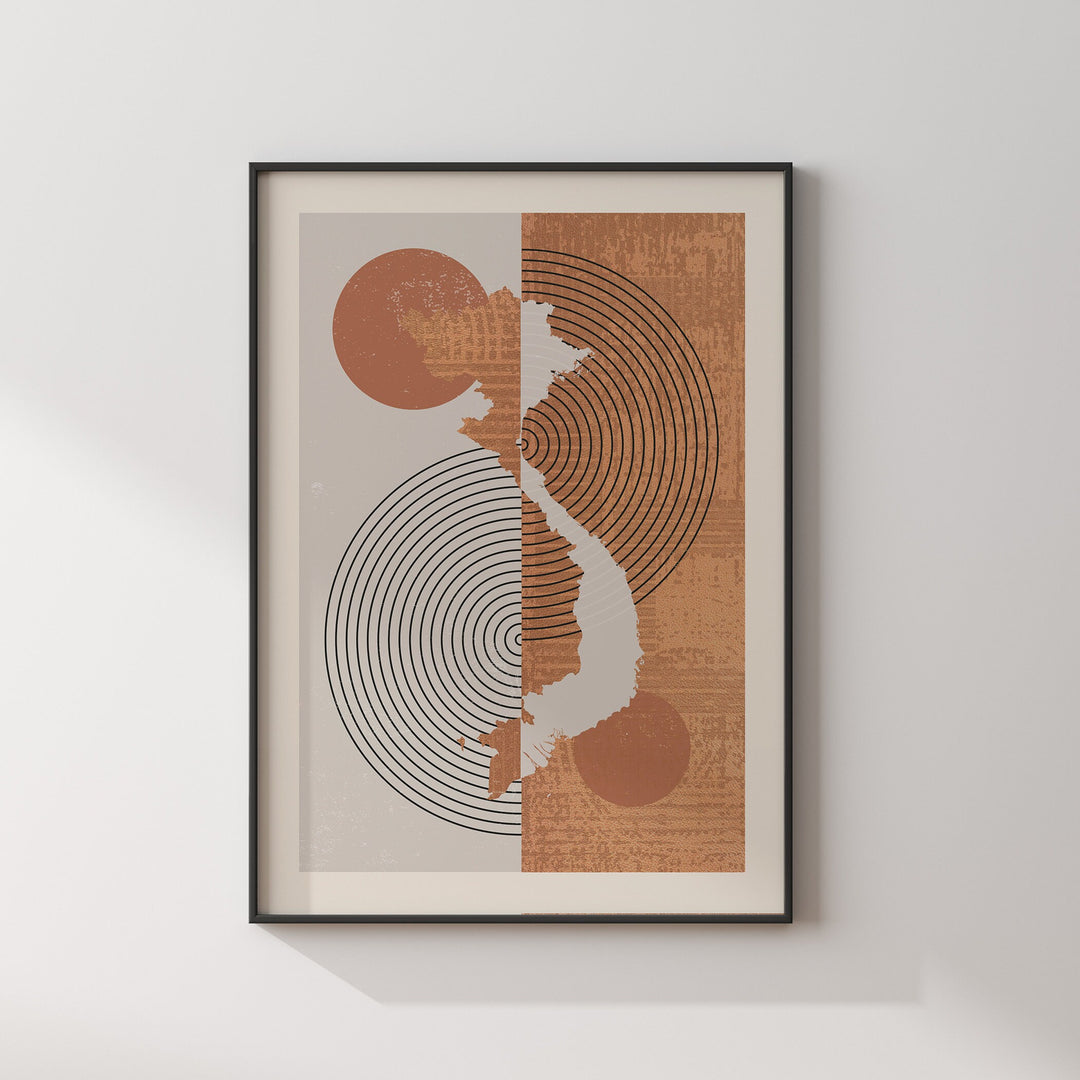 Vietnam Map Wall Art Print | Boho Mid Century