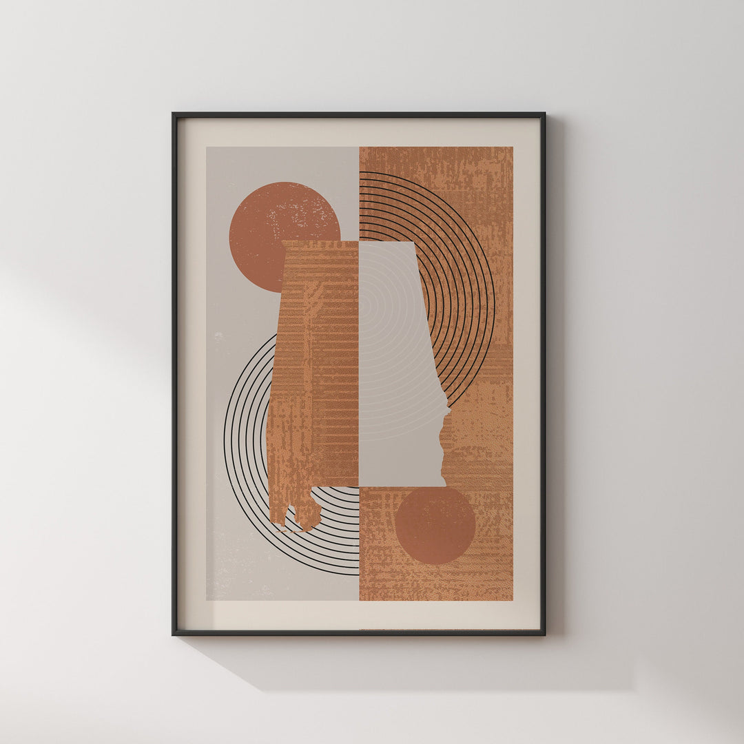 Alabama Map Wall Art Print | Boho Mid Century | USA | United States of America