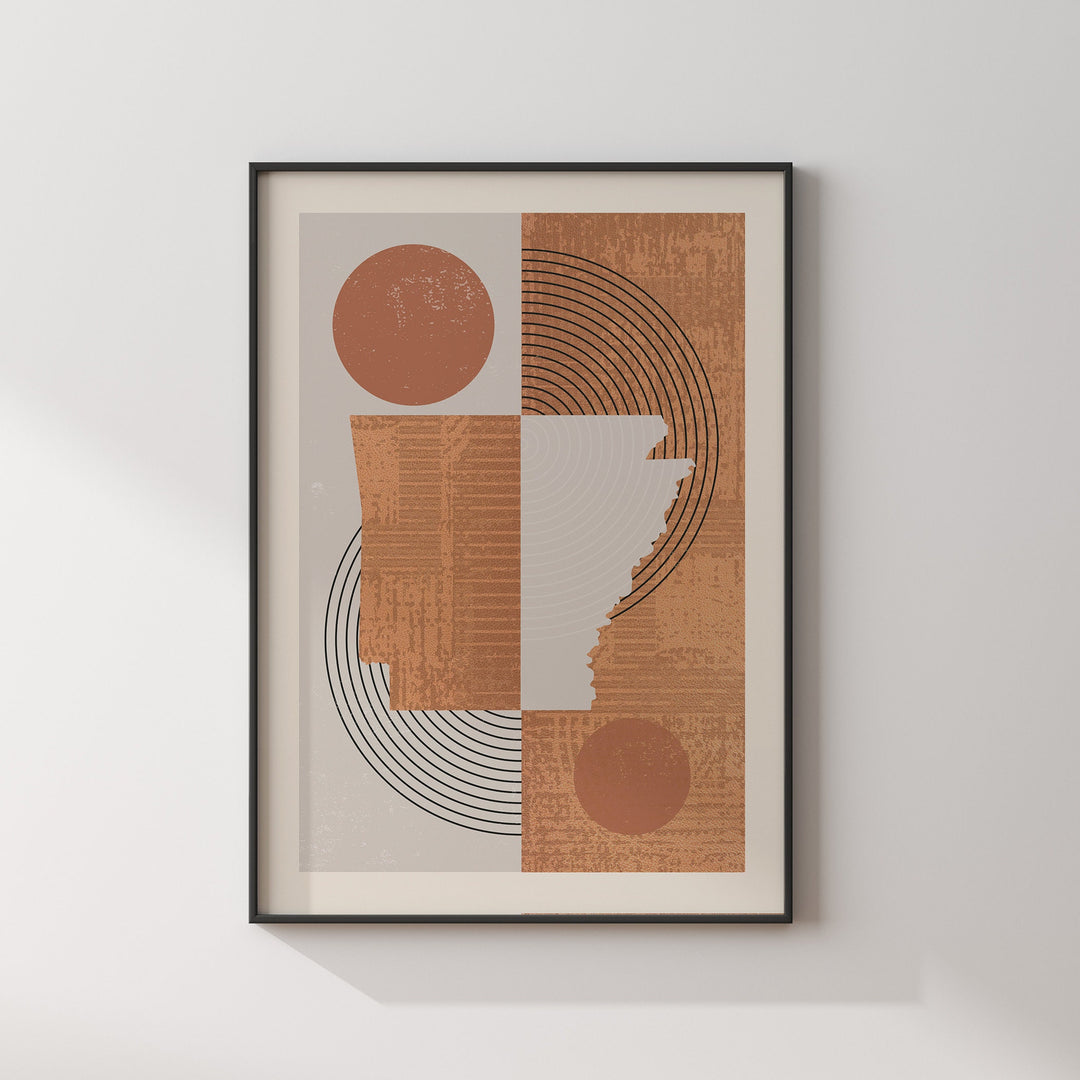 Arkanas Map Wall Art Print | Boho Mid Century | USA | United States of America