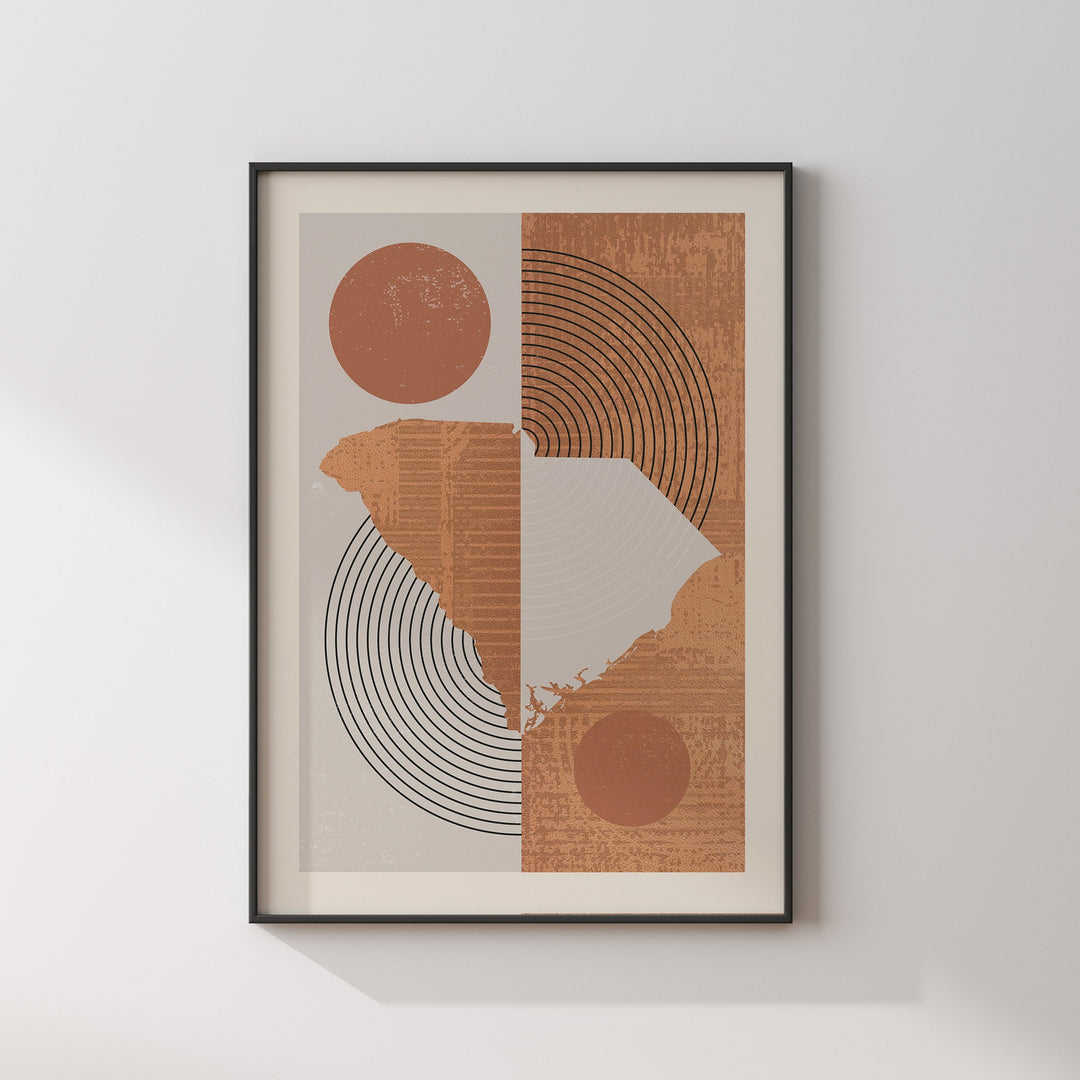 South Carolina Map Boho Wall Art Print | Mid Century | USA | United States of America