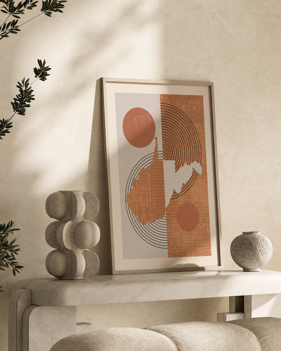 West Virginia Map Boho Wall Art Print | Mid Century | USA | United States of America