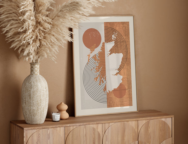 Scotland Map Wall Art Print | Boho Mid Century