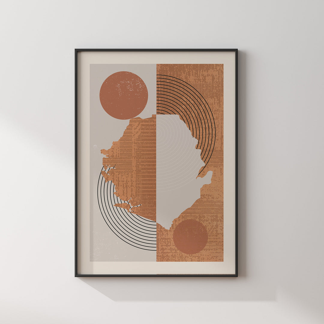 Sierra Leone Map Wall Art Print | Boho Mid Century