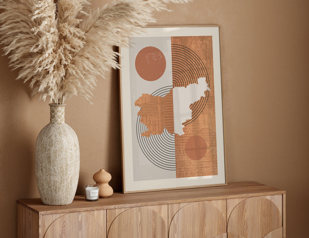 Slovenia Map Wall Art Print | Boho Mid Century