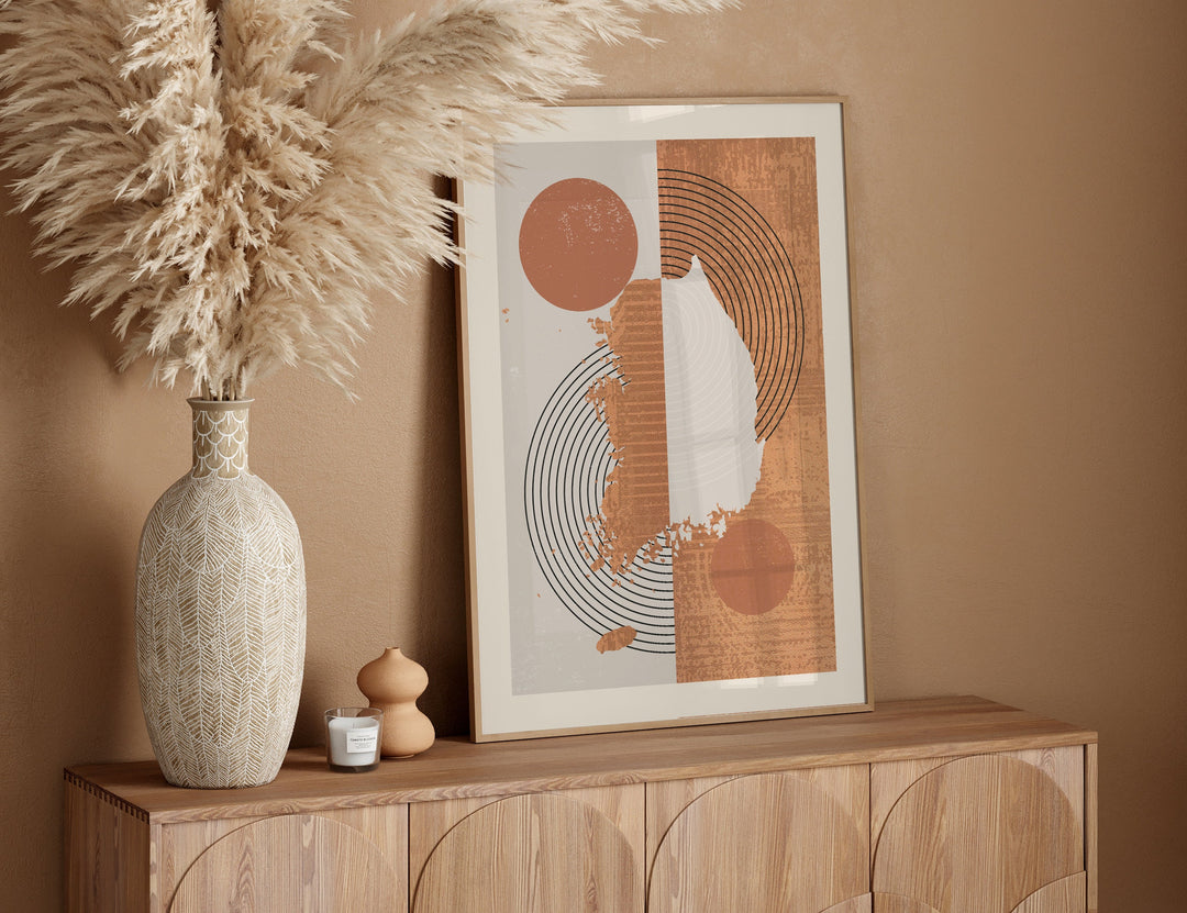 South Korea Map Wall Art Print | Boho Mid Century