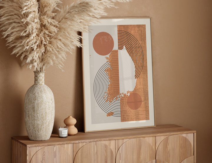 South Korea Map Wall Art Print | Boho Mid Century