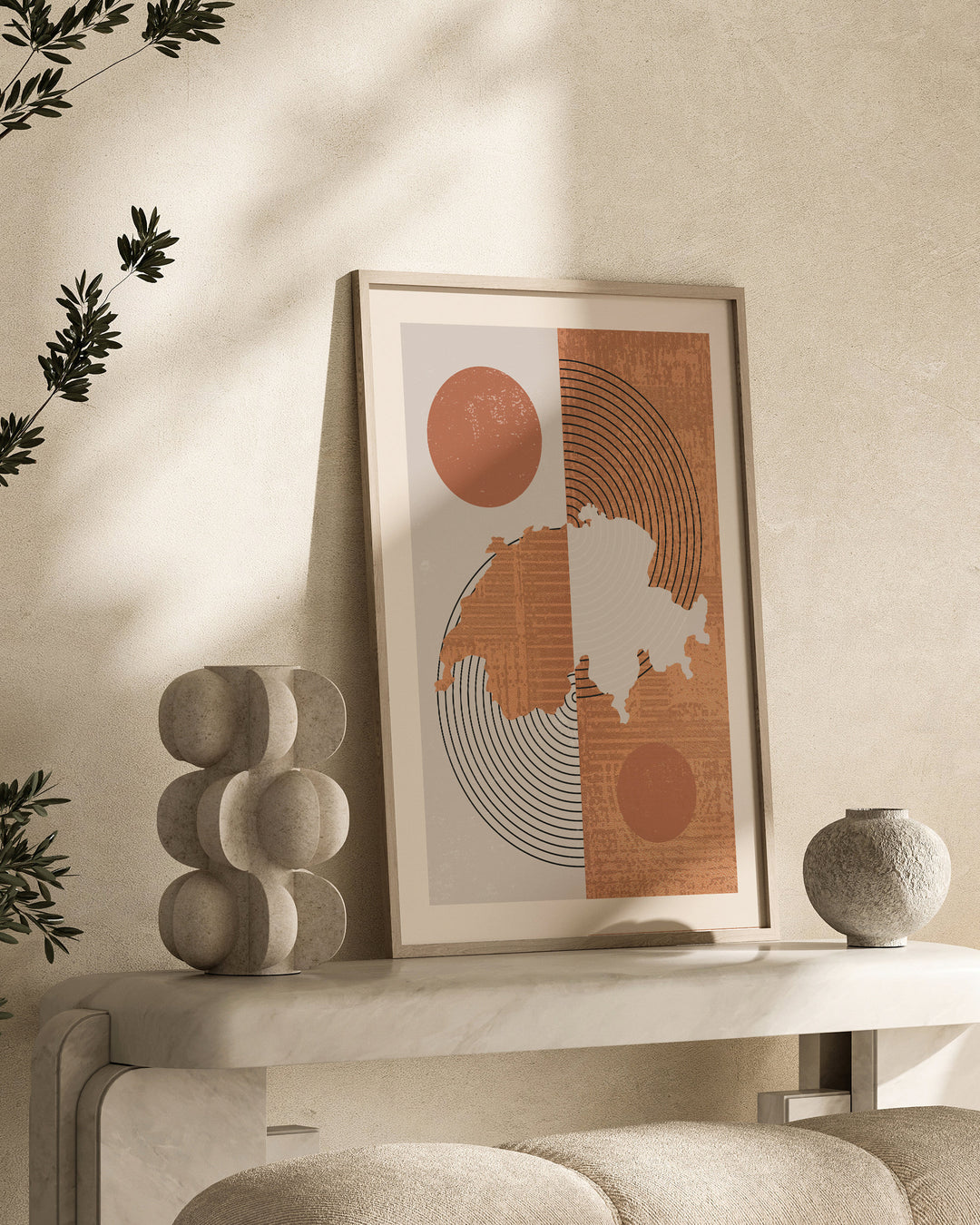 Switzerland Map Wall Art Print | Boho Mid Century |