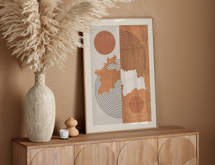 Tajikistan Map Wall Art Print | Boho Mid Century |