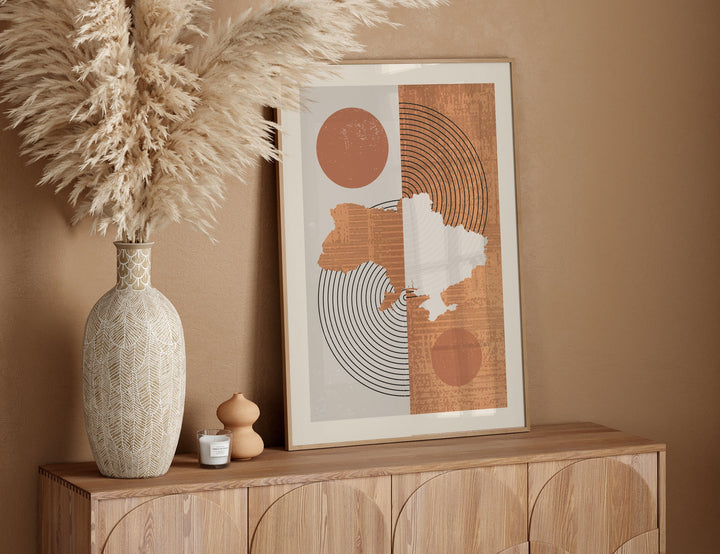 Ukraine Map Wall Art Print | Boho Mid Century